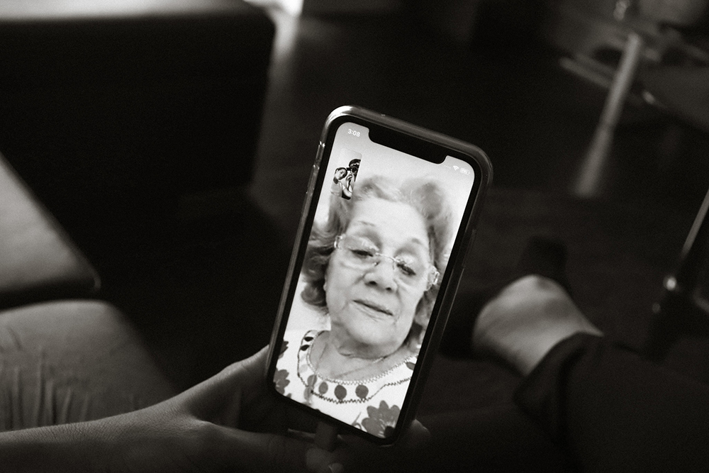 An Older Woman Facetiming on an iPhone