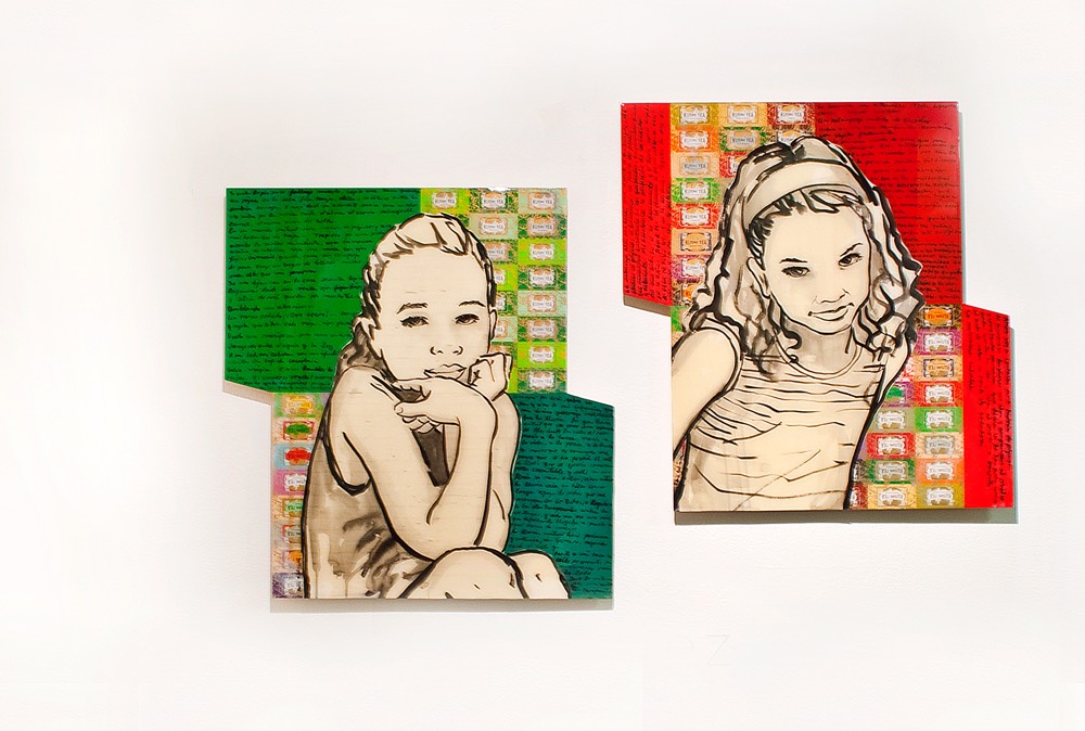 Two paintings of young girls.