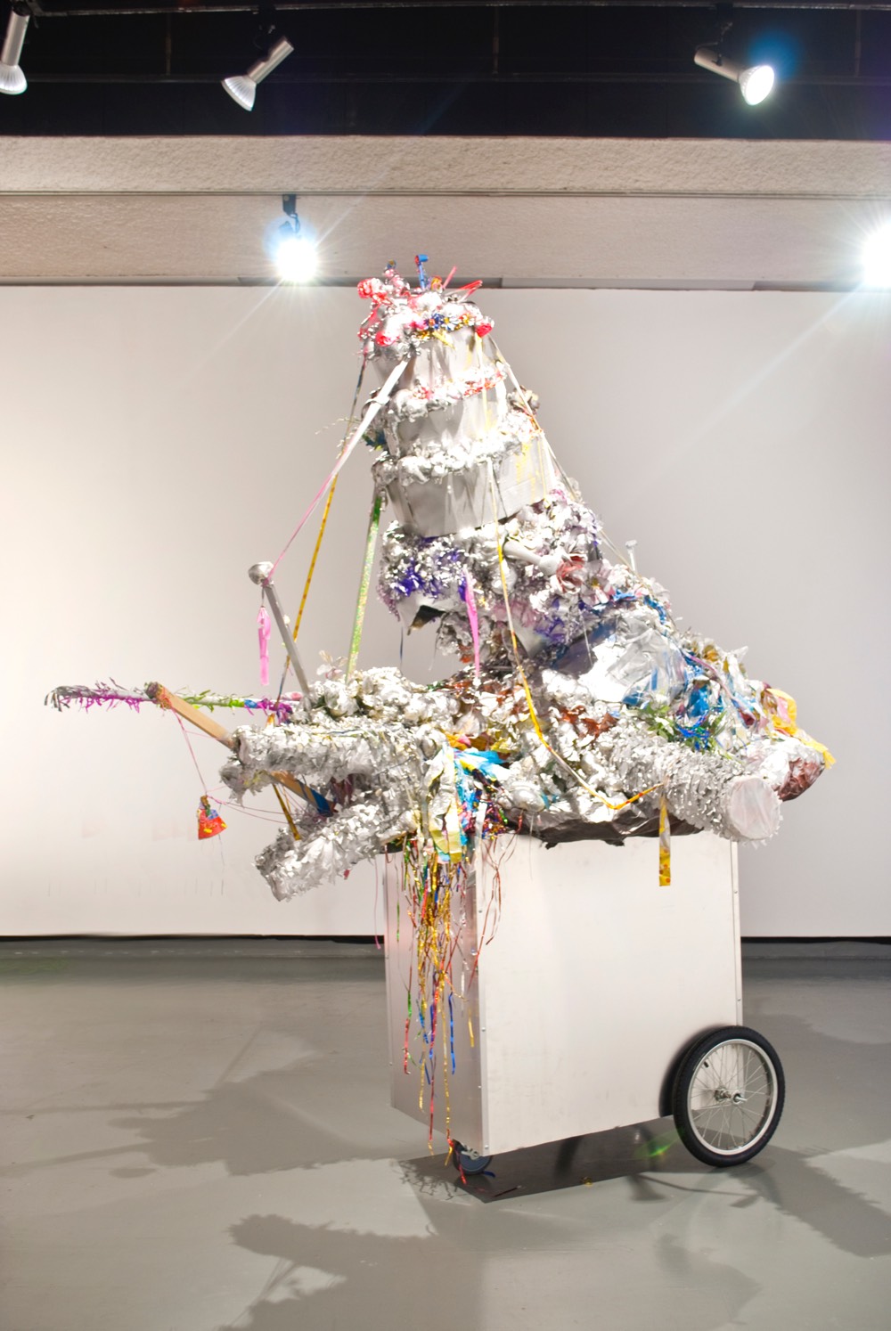 Sculpture made of party materials.