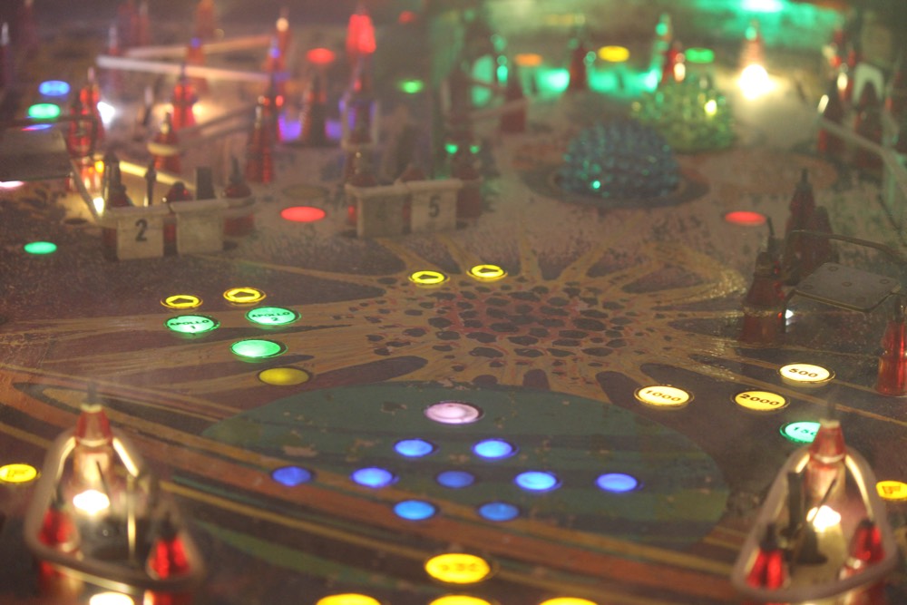 Close up of pinball machine
