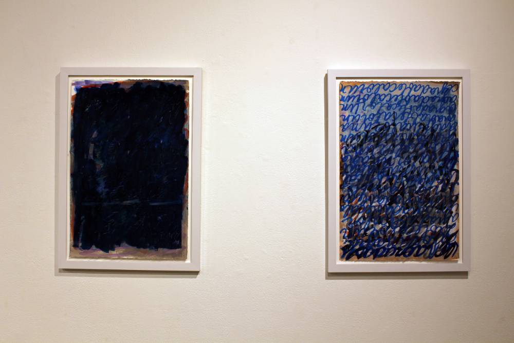 Two drawings made with paint