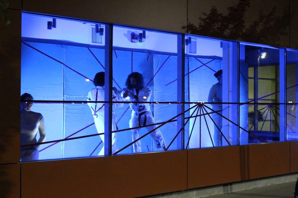 Judo Performance in Exterior Window Display