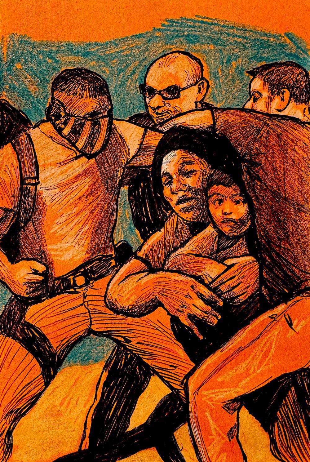 Migrant Family Being Forceably Taken Into Custody