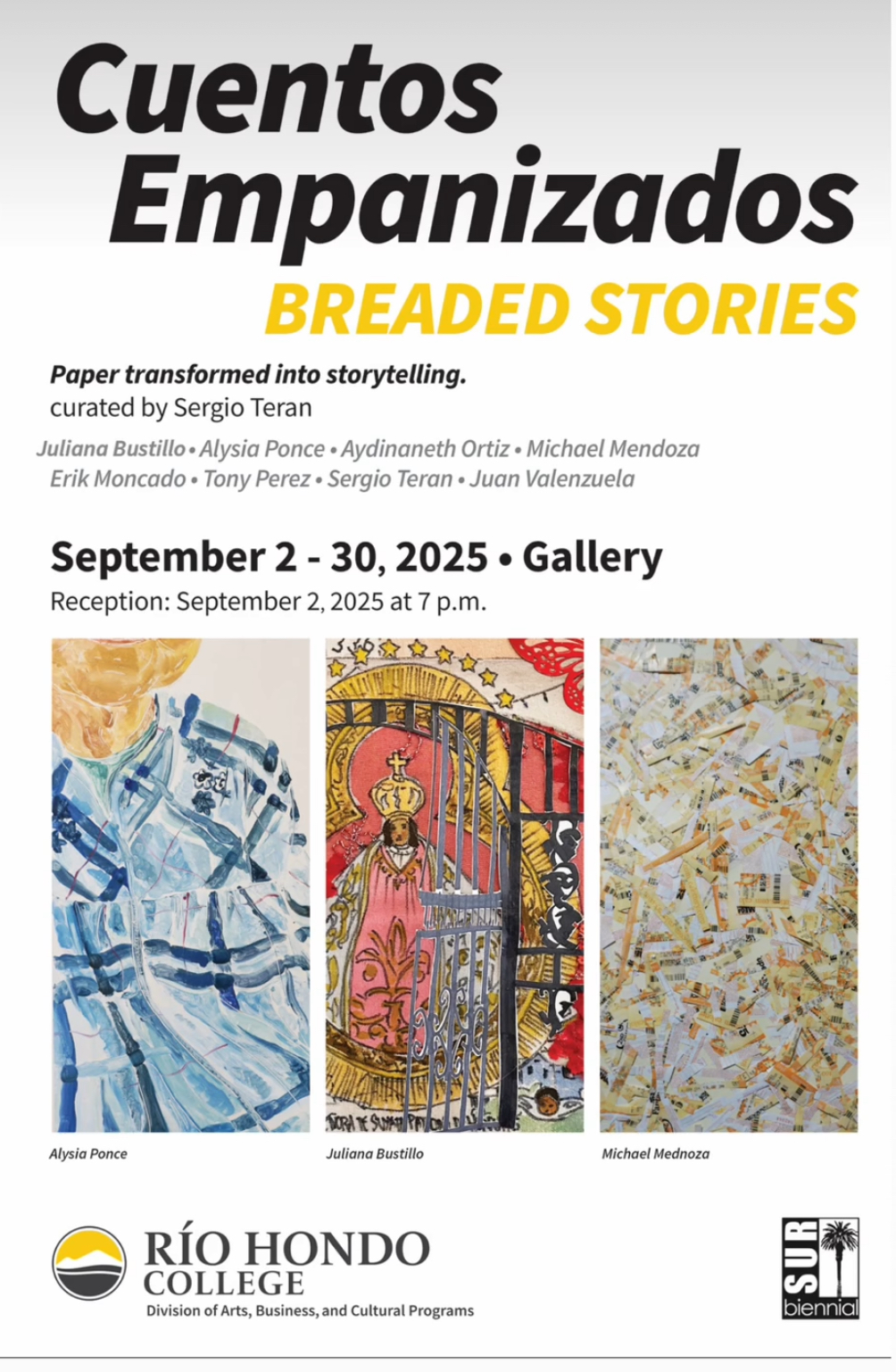 Flyer for the Rio Hondo SUR:biennial exhibition