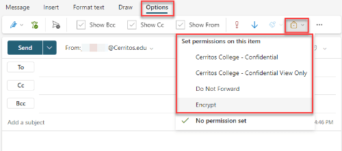 Outlook Message Encryption Settings