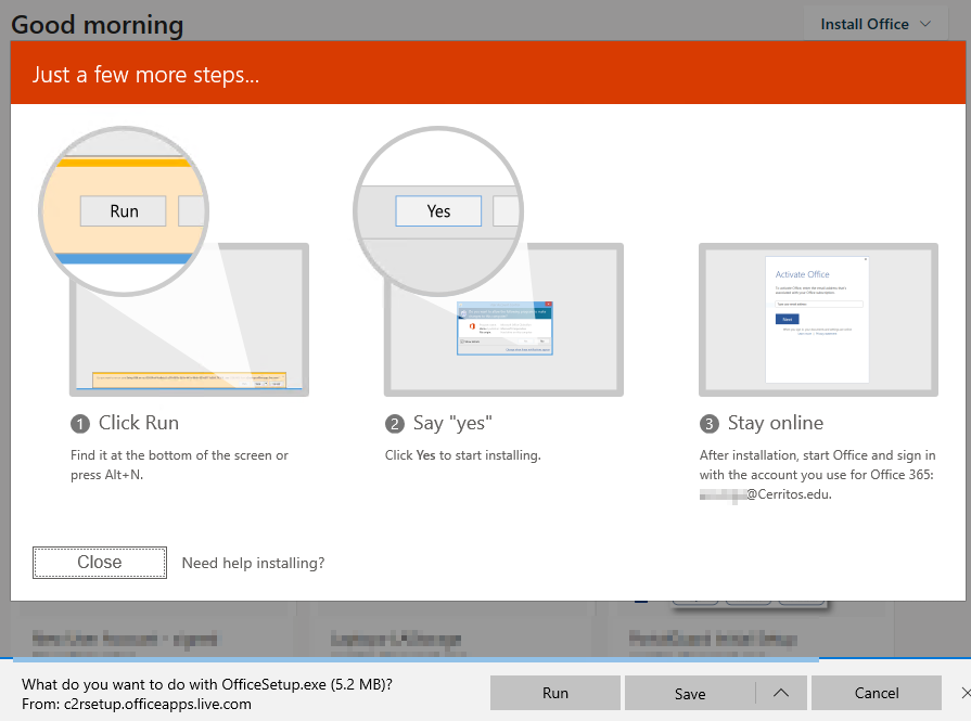 O365 Installation Menu