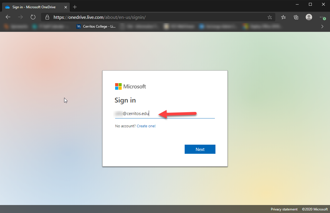 login to OneDrive website