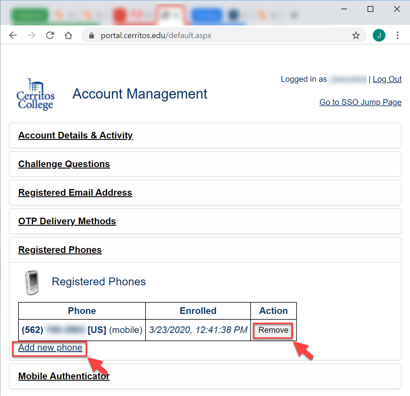 Account management user interface
