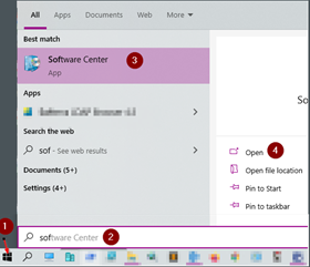 Software Center in Windows search function