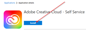 Adobe Creative Cloud - Self Service Application installation button