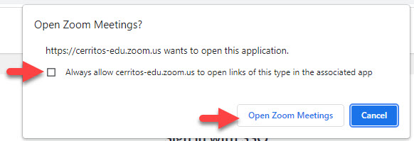 Check default app for Zoom