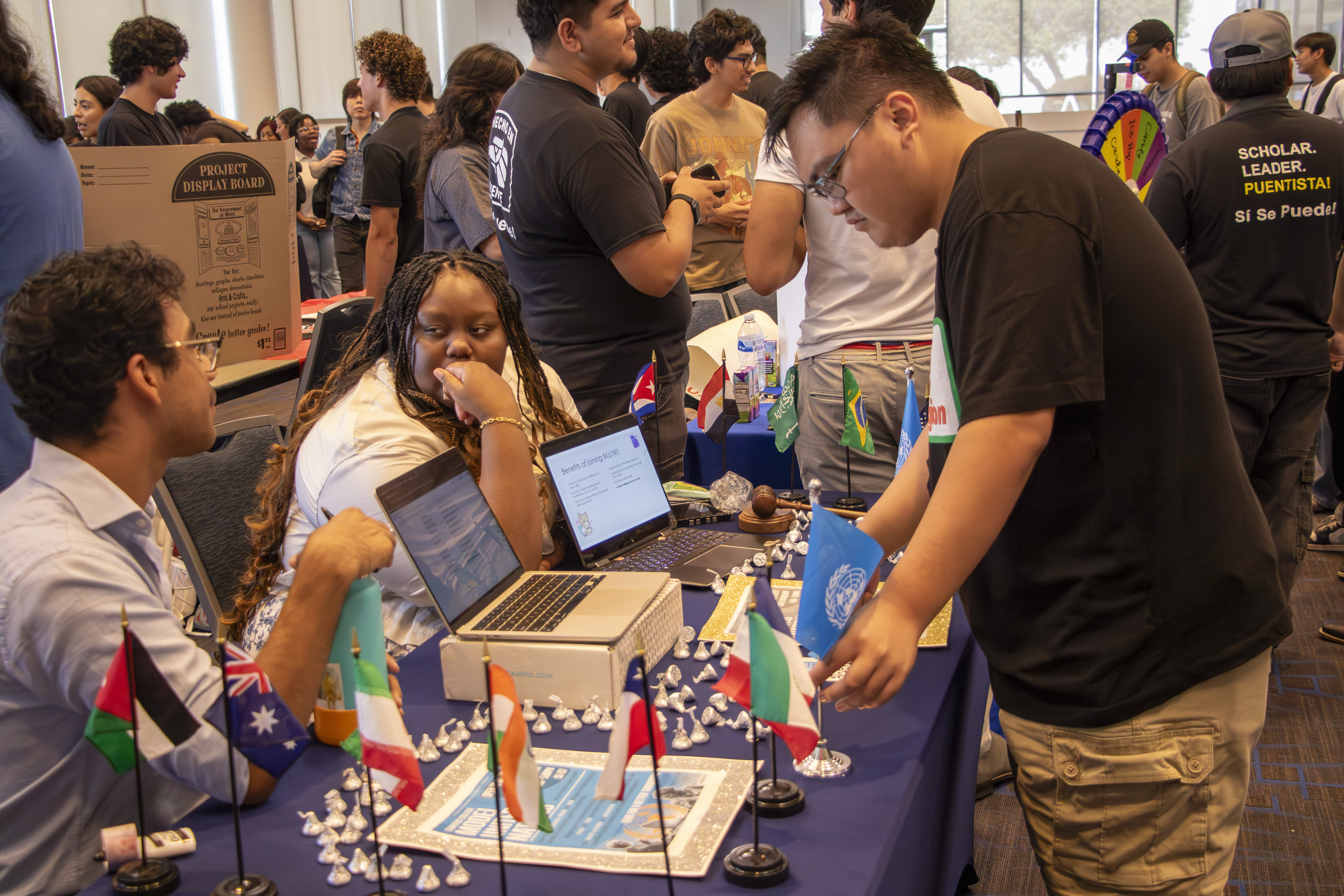 CCMUN Club Rush 2026 Students discussing at a table