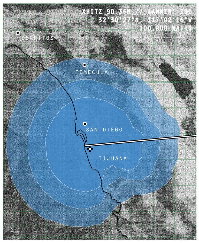 Blue radius over map of Temecula, San Diego, and Tijuana.