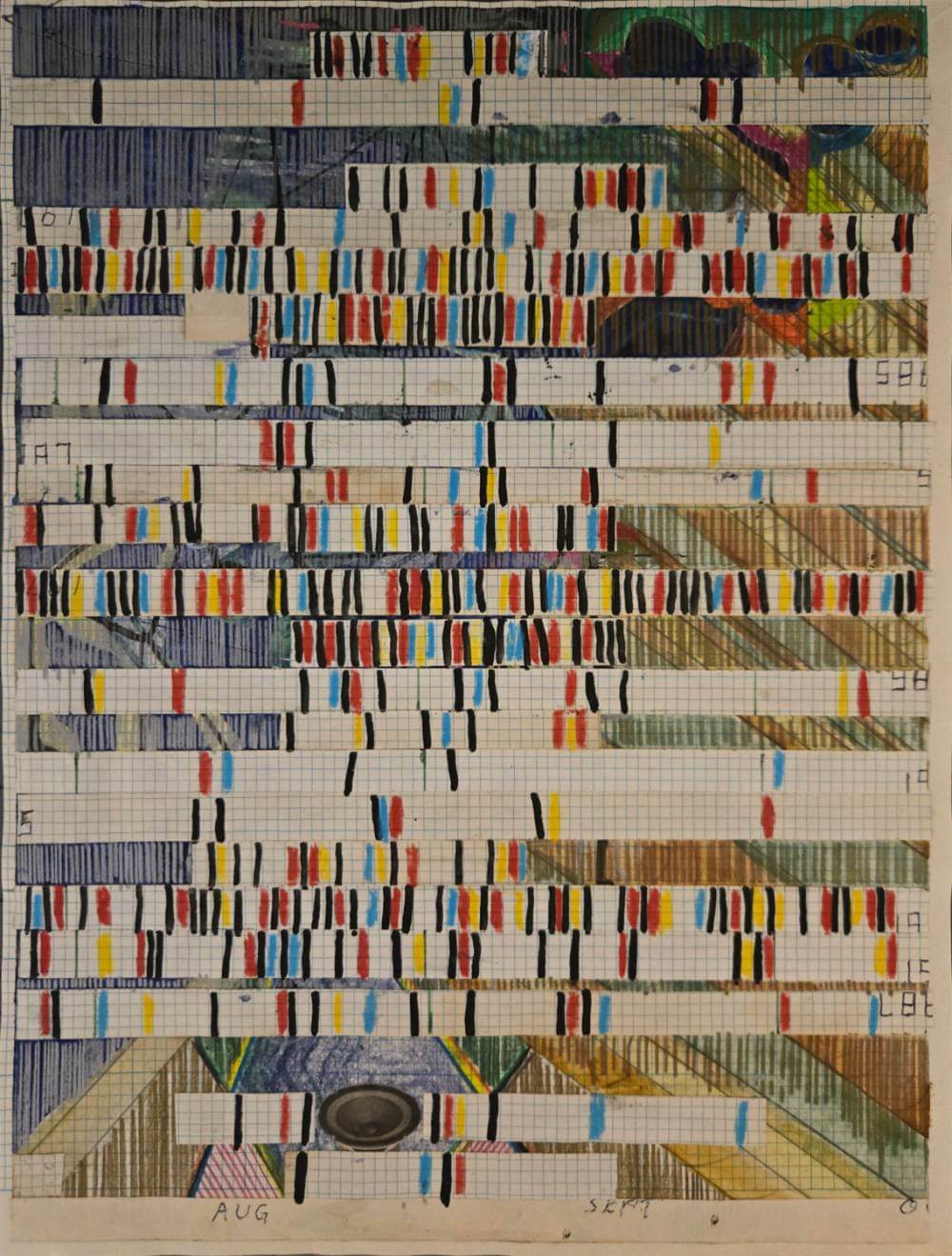 Colorful repeating linear pattern.