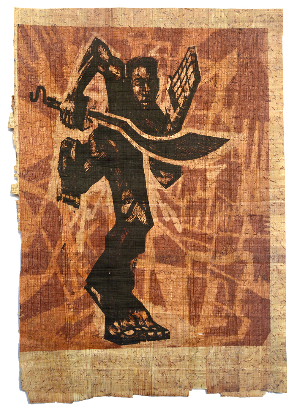 An African warrior sprinting into the flames of war