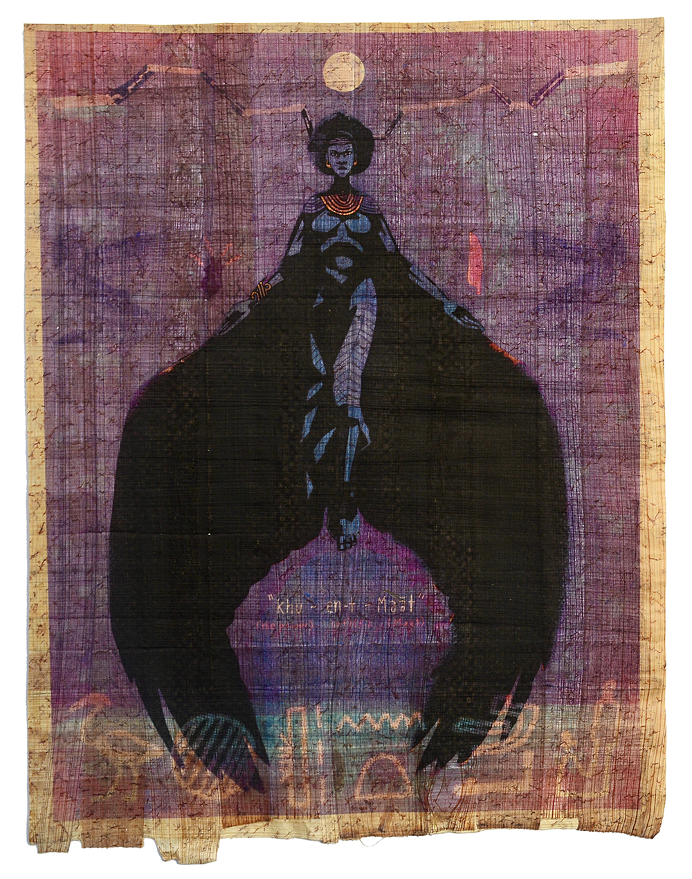 Egyptian ancestor deity Maat is weighing a heart 