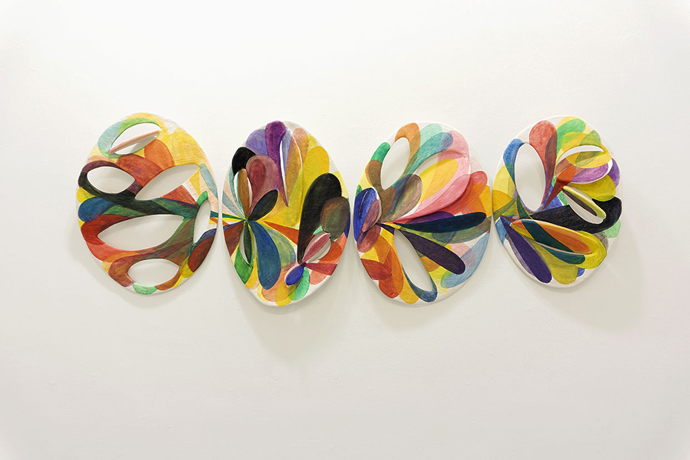 Four oval shaped abstract sculptures