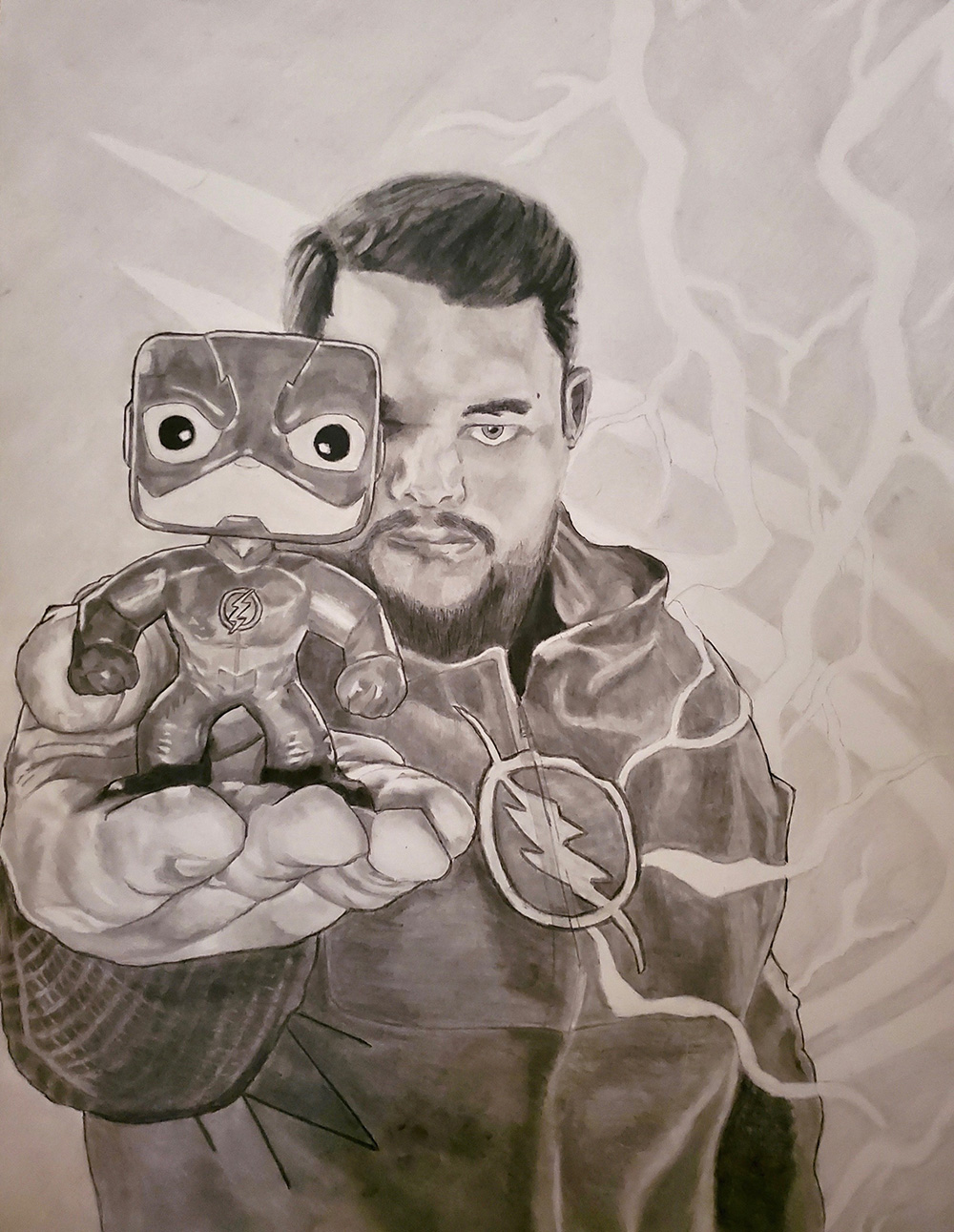 Drawing of a Man Holding Out a Toy Drawing of a Man Holding Out a Toy