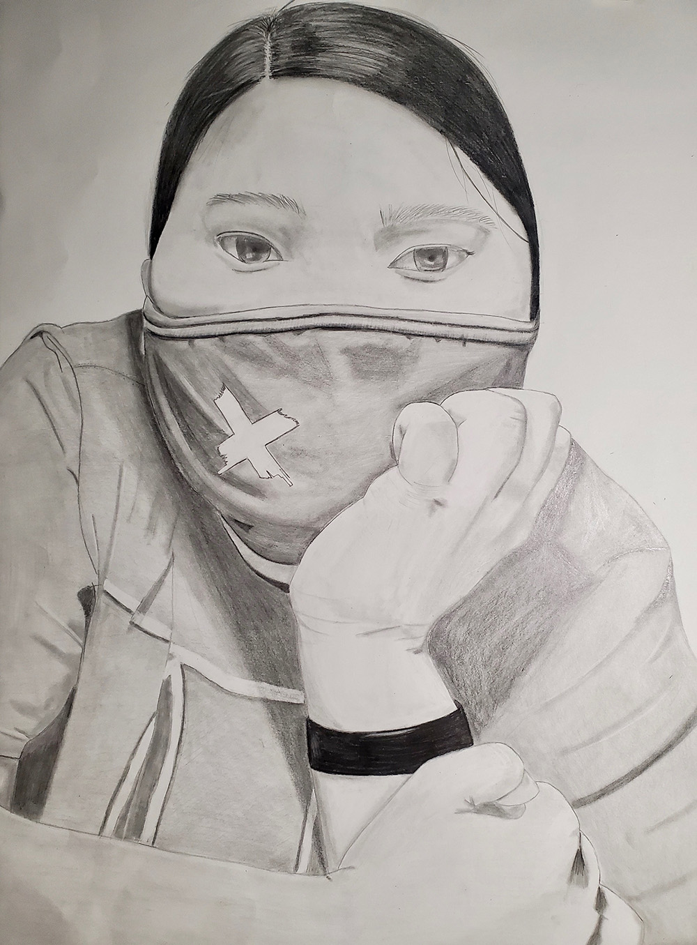 Drawing of a Person Wearing a Mask Drawing of a Person Wearing a Mask