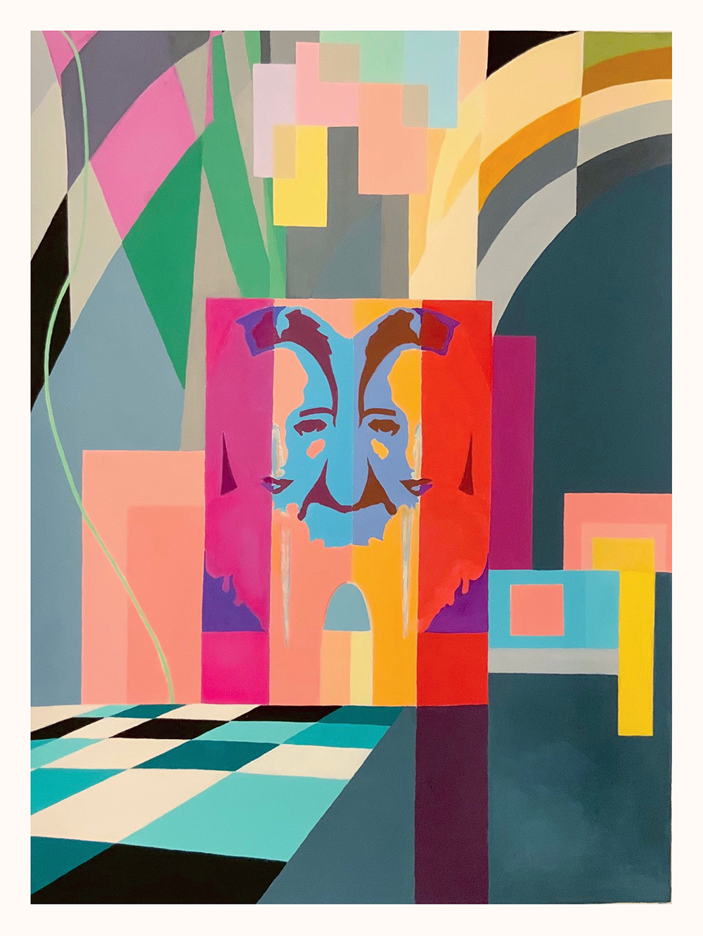 Abstract Painting with a Face in the Center Abstract Painting with a Face in the Center