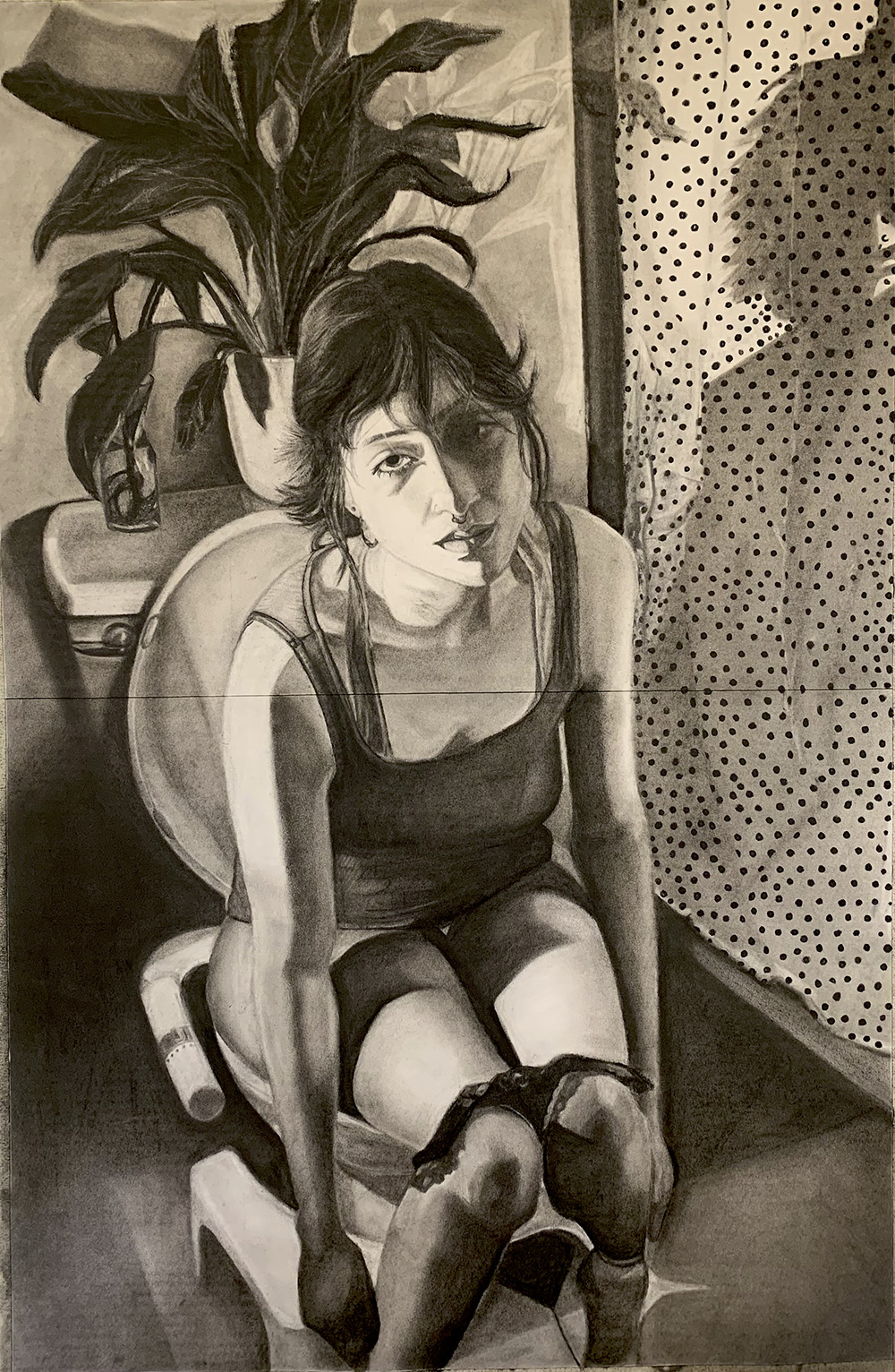 Drawing of a Woman Slumped Over on a Toilet Drawing of a Woman Slumped Over on a Toilet