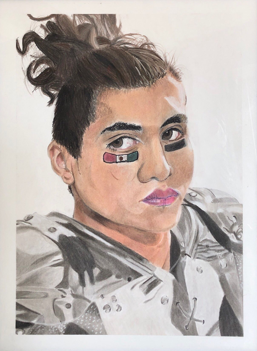 Drawing of a Female Football Player Drawing of a Female Football Player