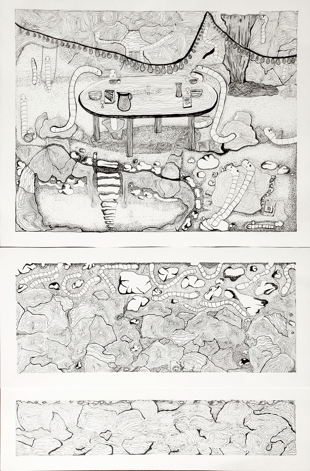 Drawing of Worms at a Picnic