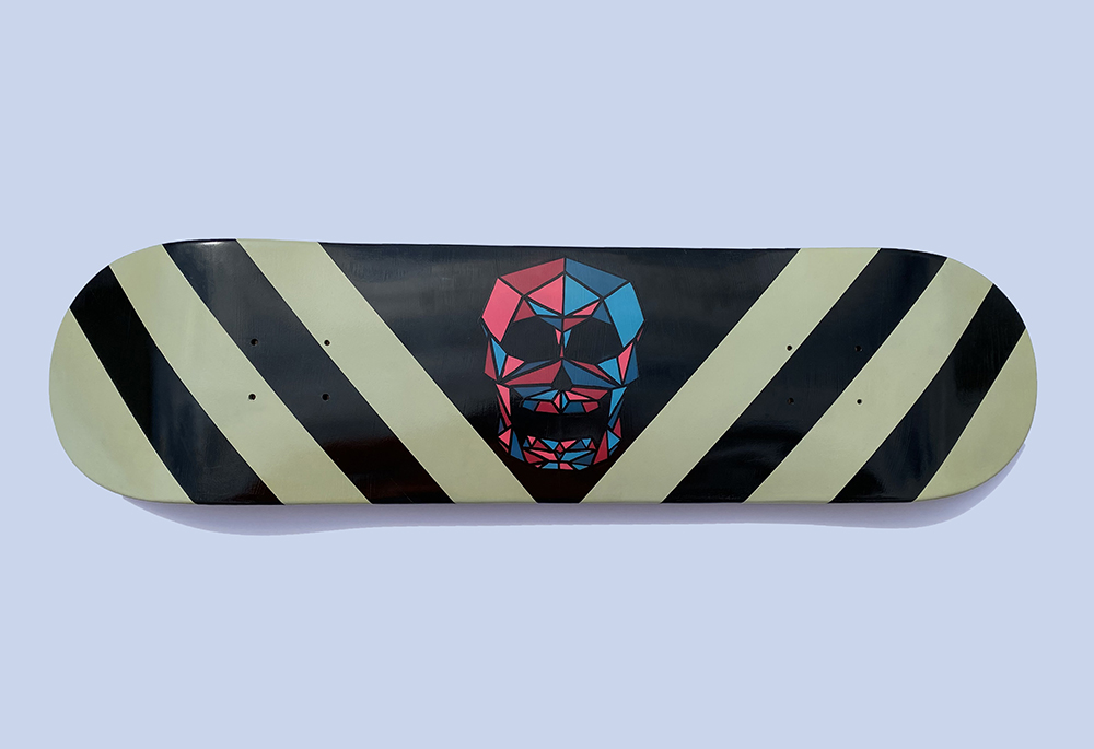 A Skull Printed on a Skateboard