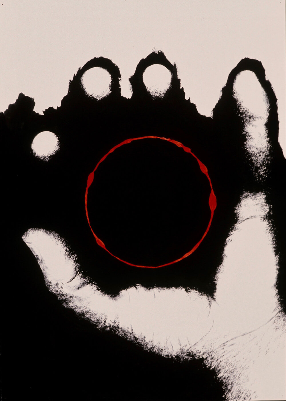 Fortune Black Hand with Red Circle in Palm