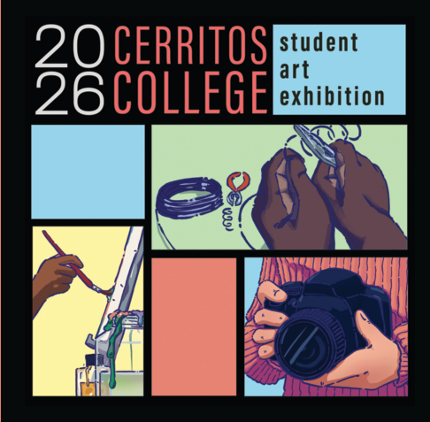 Student Art Exhibition hands painting cutting wire and holding camera