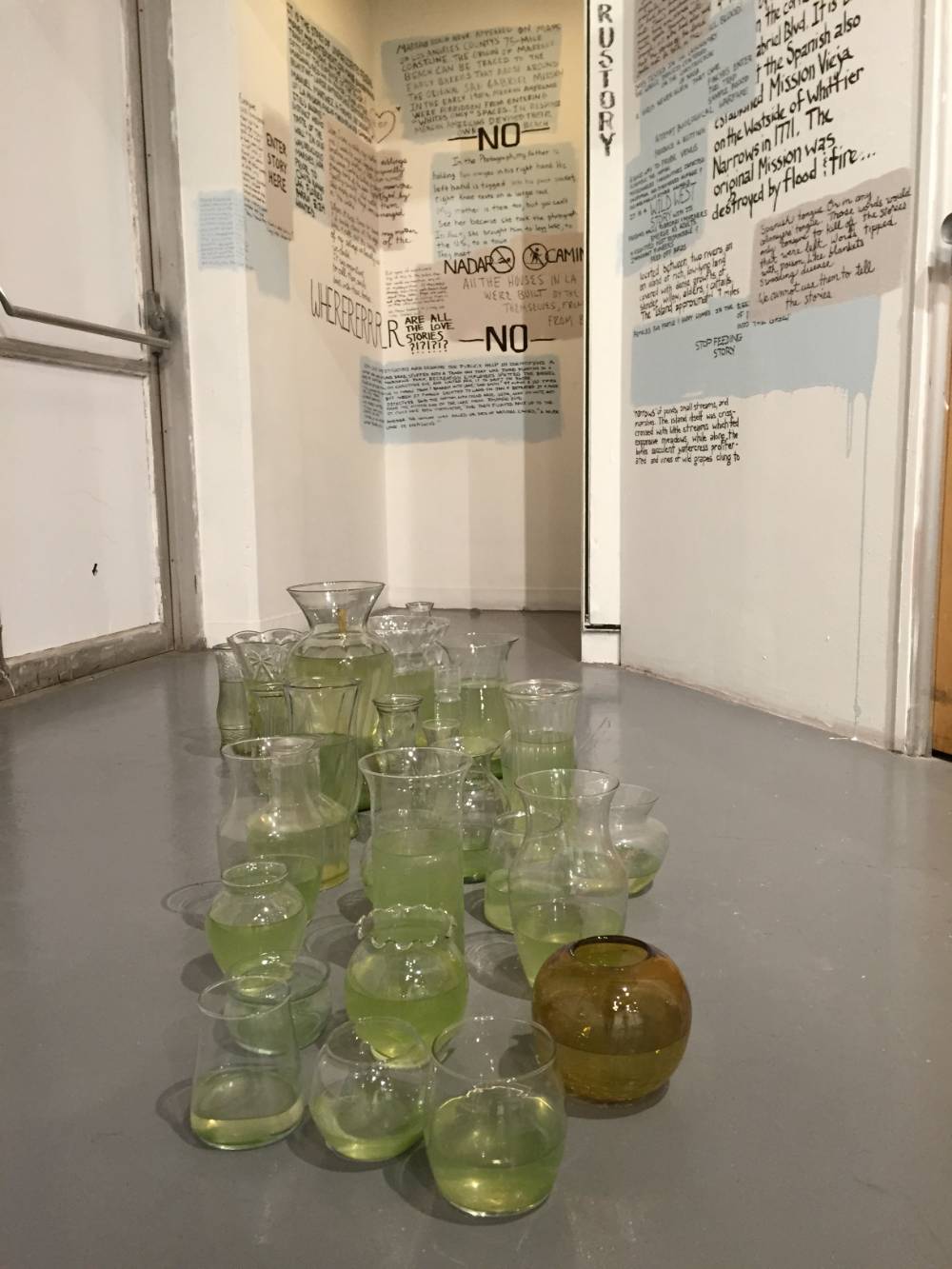 glass bottles on the floor