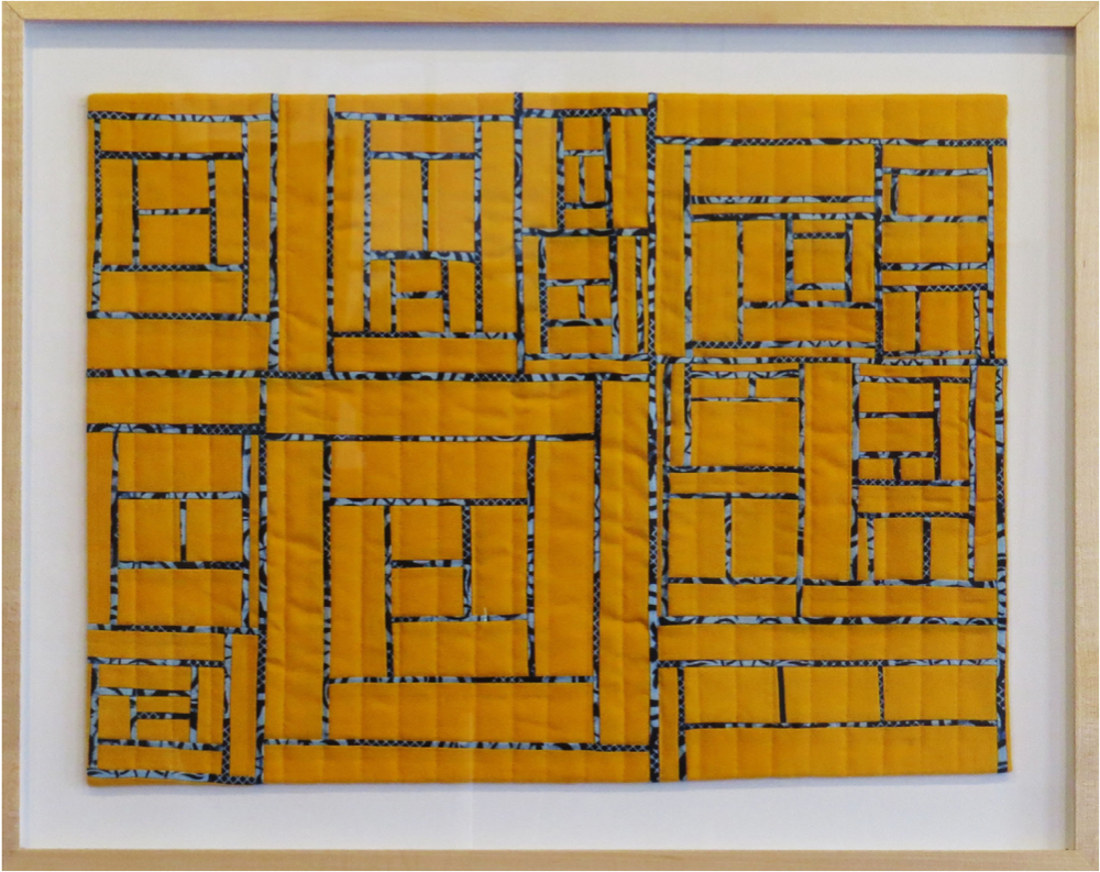 fabric drawing with yellow paint