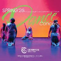 4 people kneeling pointing at the text "Dance Concert"