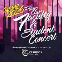 Spring 2026 Piano Class Faculty & Student Concert Text over piano keys