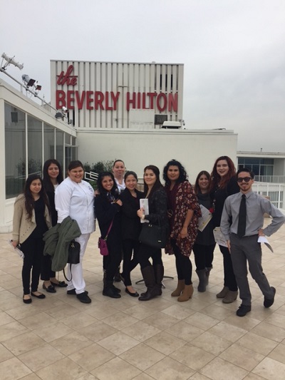 Culinary Arts students in front of Beverly Hilton