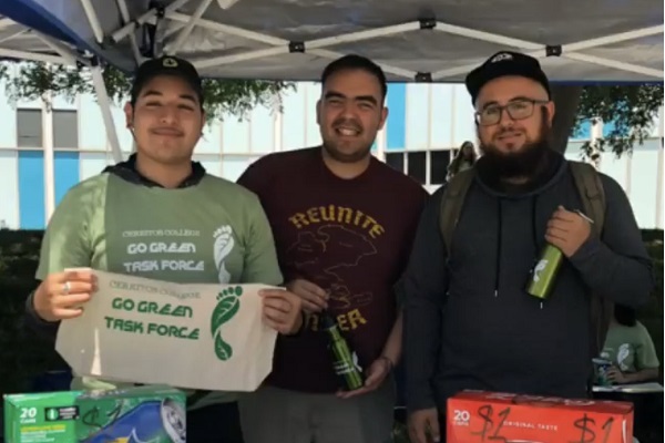 Students at an Earth Day booth