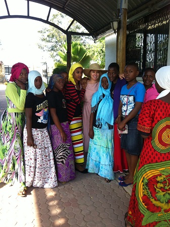 Lee Anne with Access high School students in Tanzania