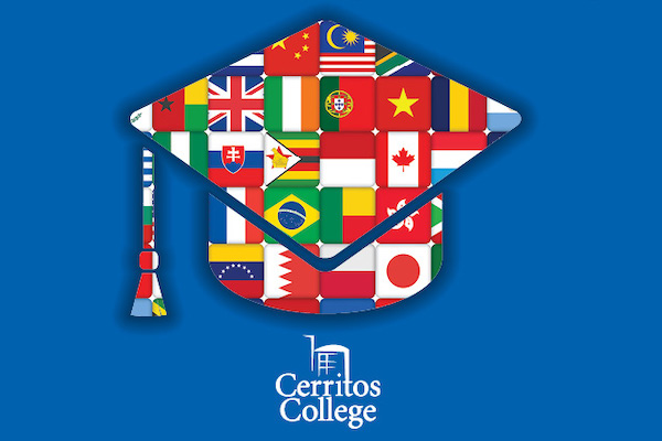 Flag design cap and Cerritos College logo