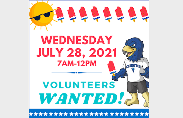 Wednesday, July 28, 2021 7am-12pm Volunteers wanted