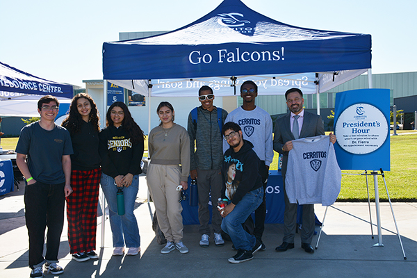 Dr. Jose Fierro and students at President's Hour
