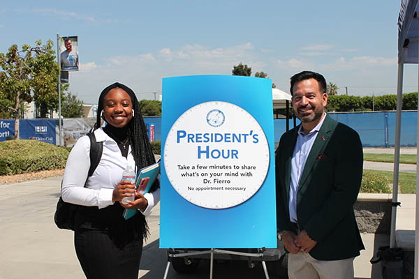 Dr. Fierro and a student at the President's Hour