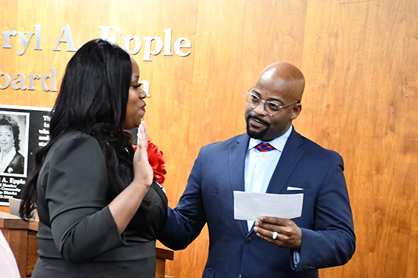 Dawn Green sworn in by Dr. Isadore Hall III
