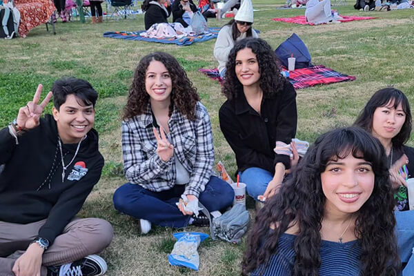 Students at the Movie Night