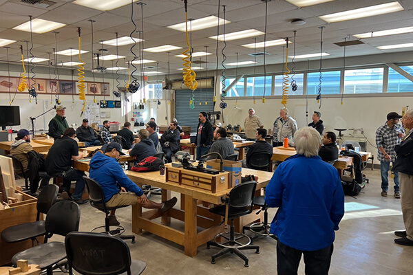 Woodworking teachers in the workshop