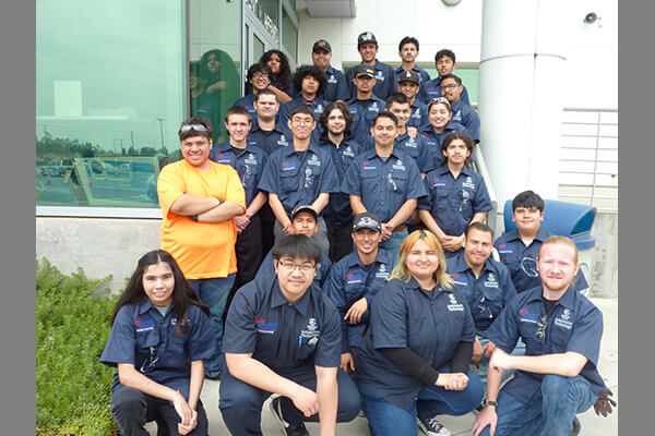 High school automotive students