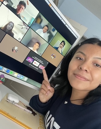 Ashley and her teammates on Zoom