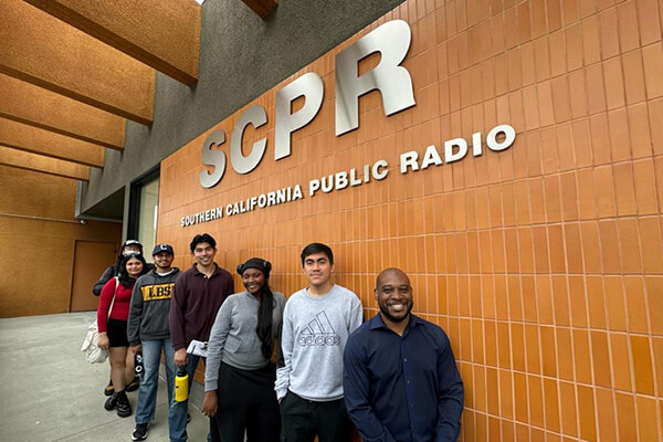 Journalism students and Christian Brown at SCPR