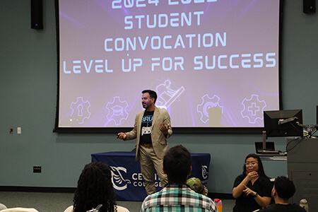 Dr. Jose Fierro speaking to students