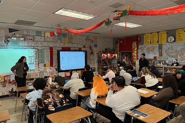 Chinese program visit at high school