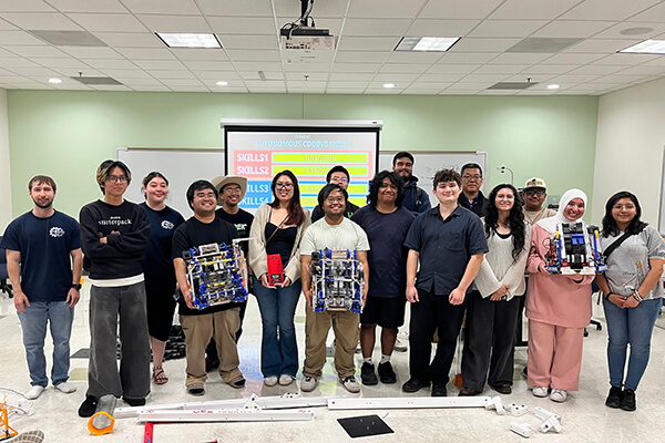 Robotics students at a competition